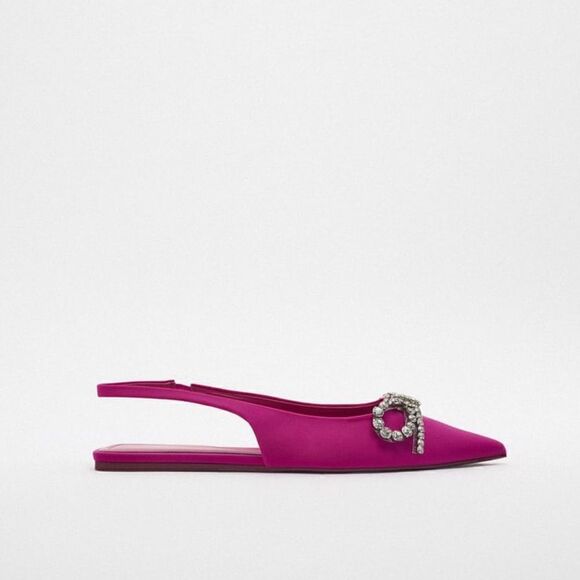 ZARA EMBELLISHED BOW FLAT MULES BARBIE BARBIECORE - Picture 4 of 8